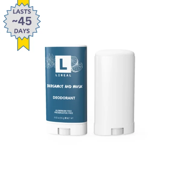 Lineal deodorant Bergamot and Musk Mini Deodorant with Lid open